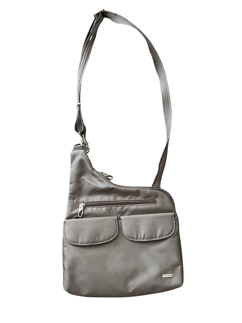 Travelon Gray Crossbody Bag with Front Flap Pockets